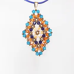 Pendant 30cm - Talia Rhombus M-Purple Leather - Pendant 30cm - Laiton bronze